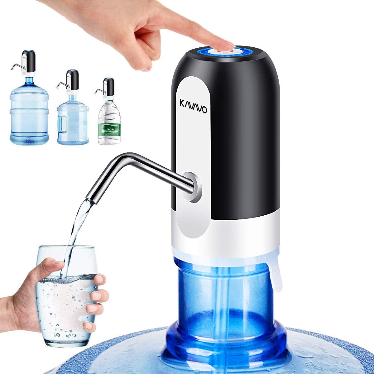 Water Bottle Pump, Bonus 2 Adapters for Various Caliber Water Jugs,Usb Rechargeable Automatic Drinking Water Switch,Portable Electric Water Dispenser with 2 Free to Cut Hoses.