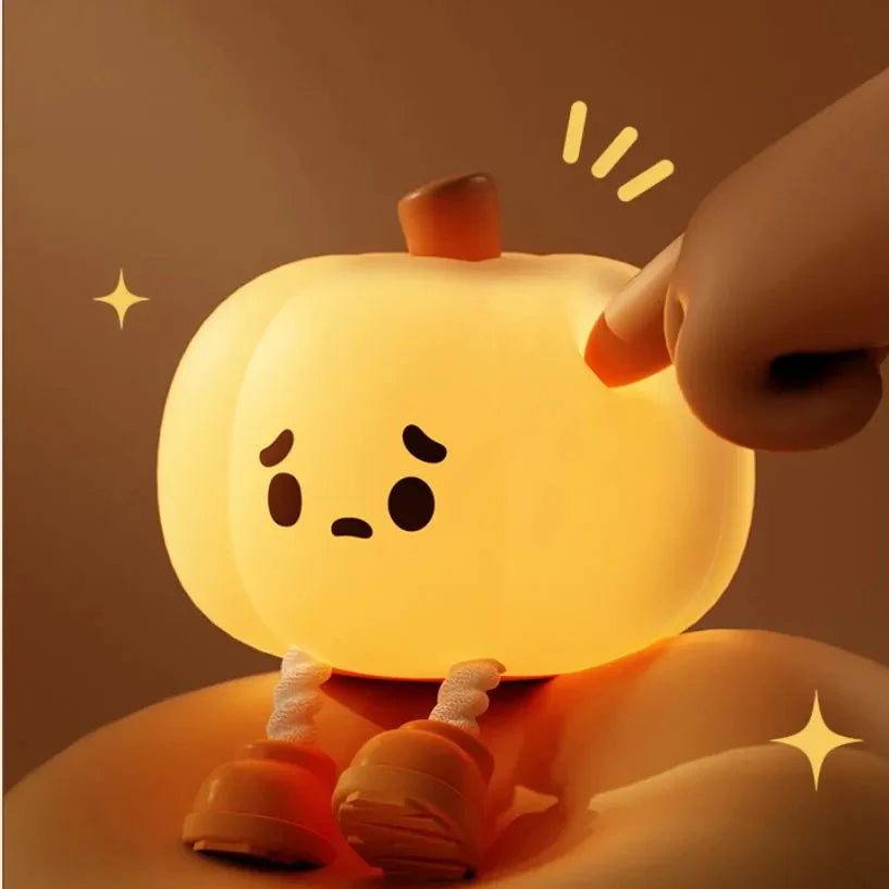 Illuminate Halloween with Our Adorable Pumpkin Night Light – Soft, Dimmable, and Rechargeable for Kids!