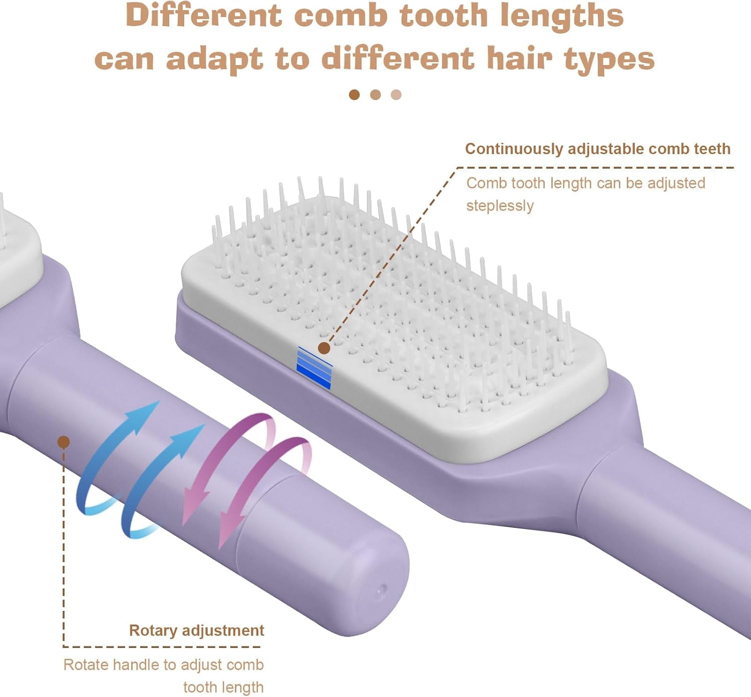 Revolutionary Self-Cleaning Hair Brush Set - 2PCS One-Click Comb for Effortless Styling, Perfect for All Hair Types with 3D Airbag Design (Purple + Gray)