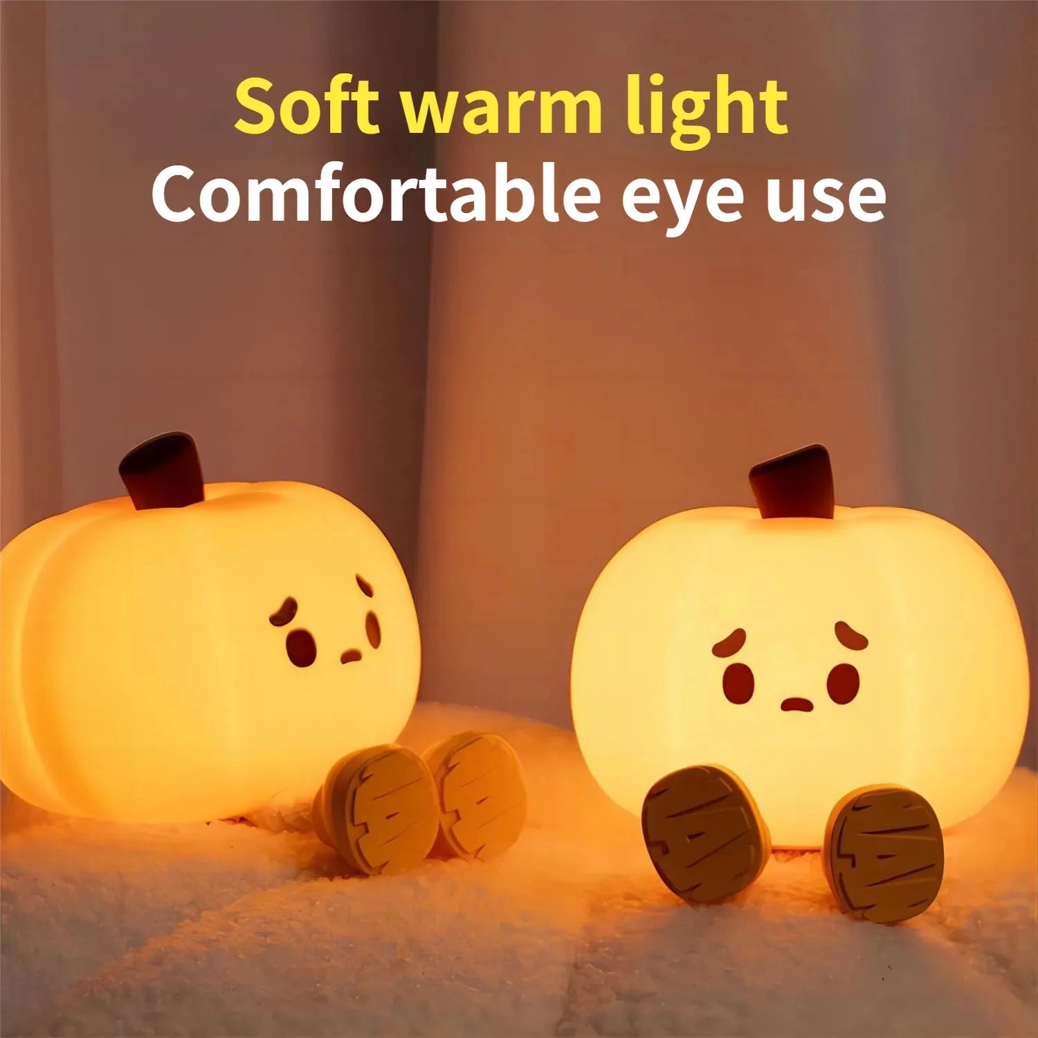 Illuminate Halloween with Our Adorable Pumpkin Night Light – Soft, Dimmable, and Rechargeable for Kids!
