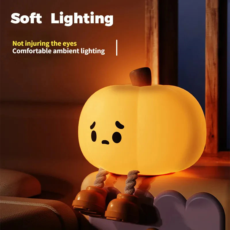 Illuminate Halloween with Our Adorable Pumpkin Night Light – Soft, Dimmable, and Rechargeable for Kids!