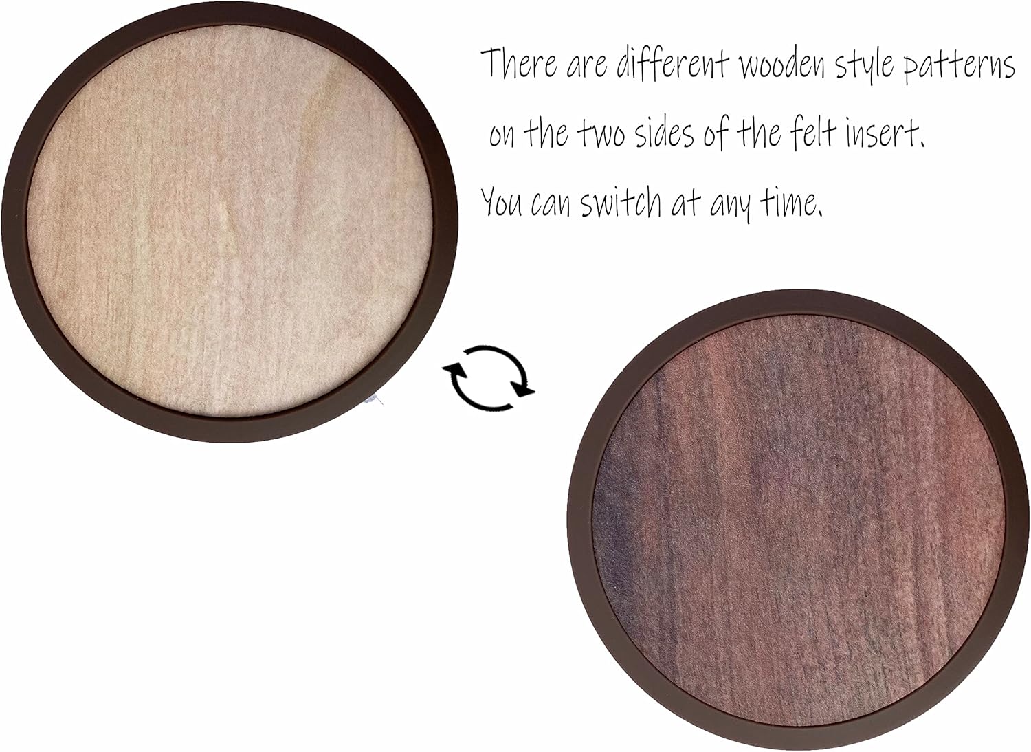 Stylish and Functional Absorbent Coasters with Holder - 6-Pack Silicone Drink Coasters with Felt Inserts in Elegant Wooden Style