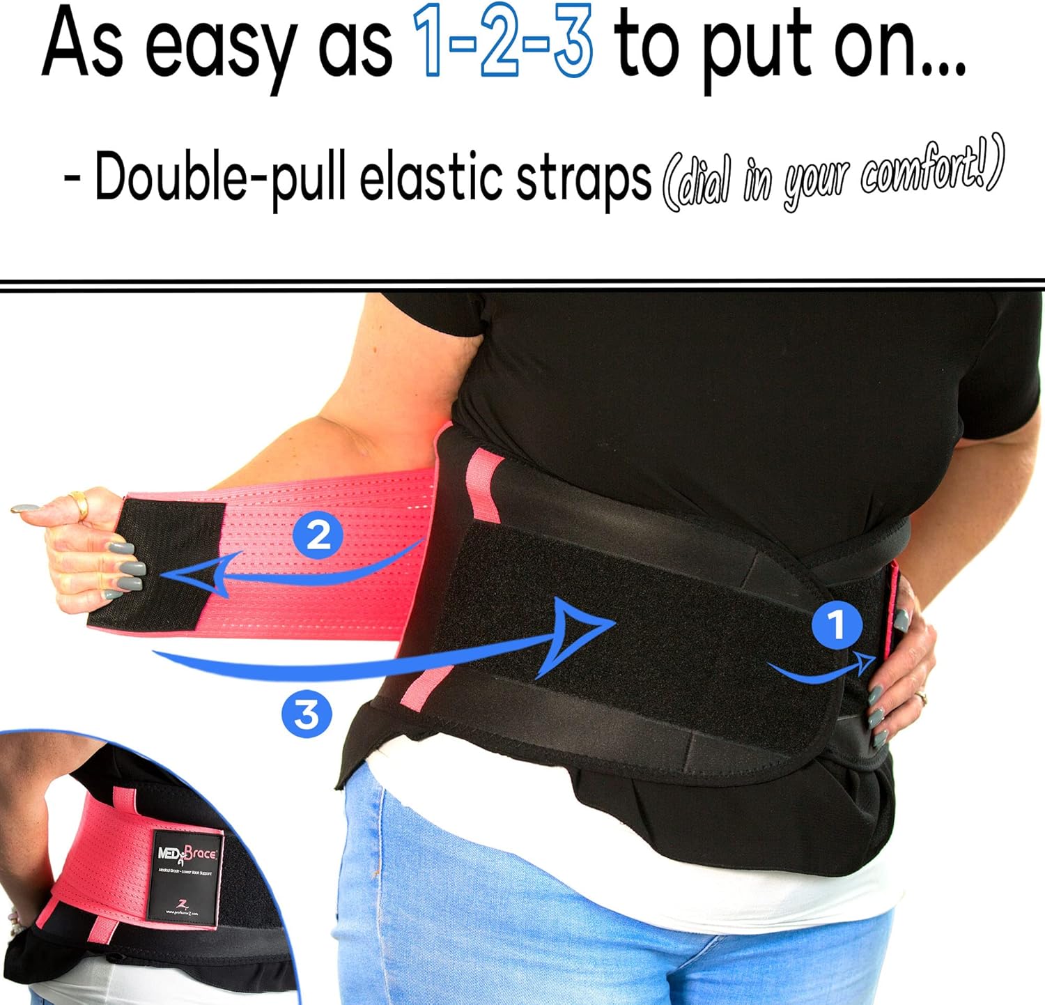 Ultimate Back Support Brace - Relief for Lower Lumbar Pain, Sciatica & Scoliosis - Medical Grade Waist Compression for Men & Women