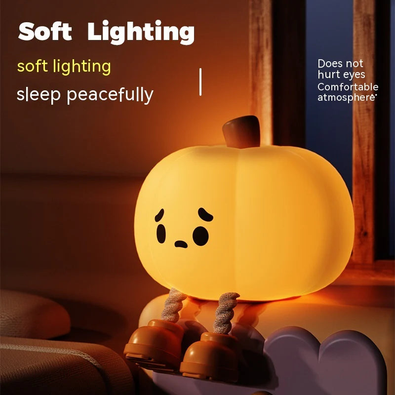 Illuminate Halloween with Our Adorable Pumpkin Night Light – Soft, Dimmable, and Rechargeable for Kids!