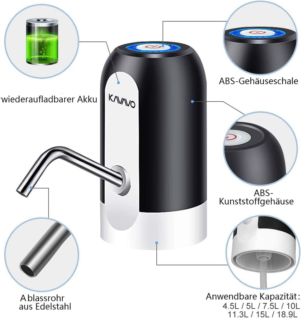 Water Bottle Pump, Bonus 2 Adapters for Various Caliber Water Jugs,Usb Rechargeable Automatic Drinking Water Switch,Portable Electric Water Dispenser with 2 Free to Cut Hoses.