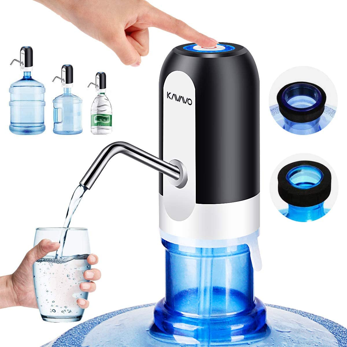 Water Bottle Pump, Bonus 2 Adapters for Various Caliber Water Jugs,Usb Rechargeable Automatic Drinking Water Switch,Portable Electric Water Dispenser with 2 Free to Cut Hoses.