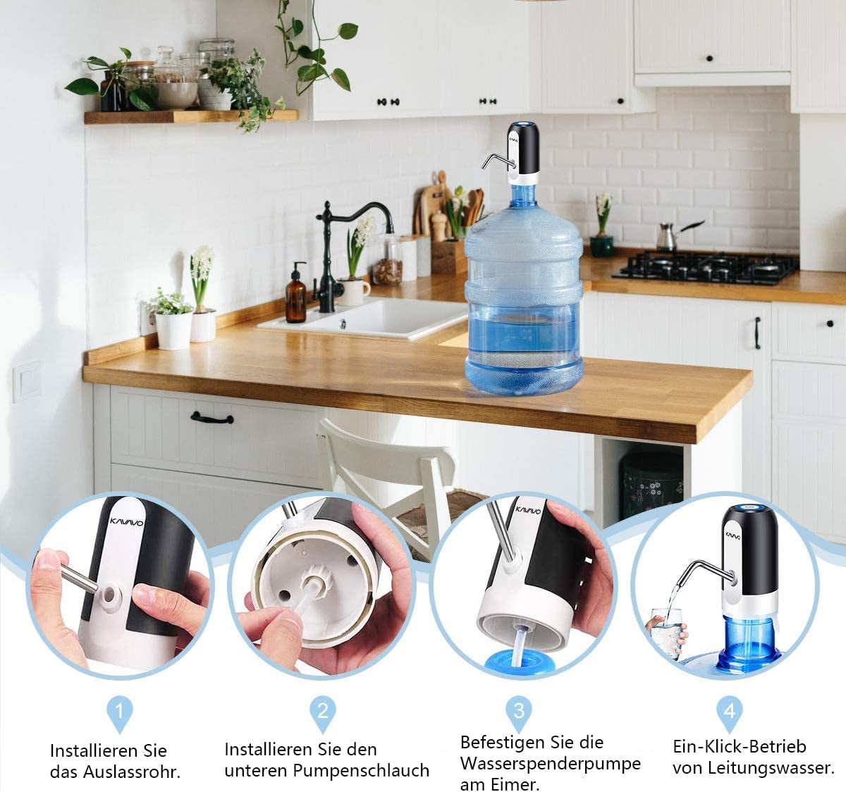 Water Bottle Pump, Bonus 2 Adapters for Various Caliber Water Jugs,Usb Rechargeable Automatic Drinking Water Switch,Portable Electric Water Dispenser with 2 Free to Cut Hoses.