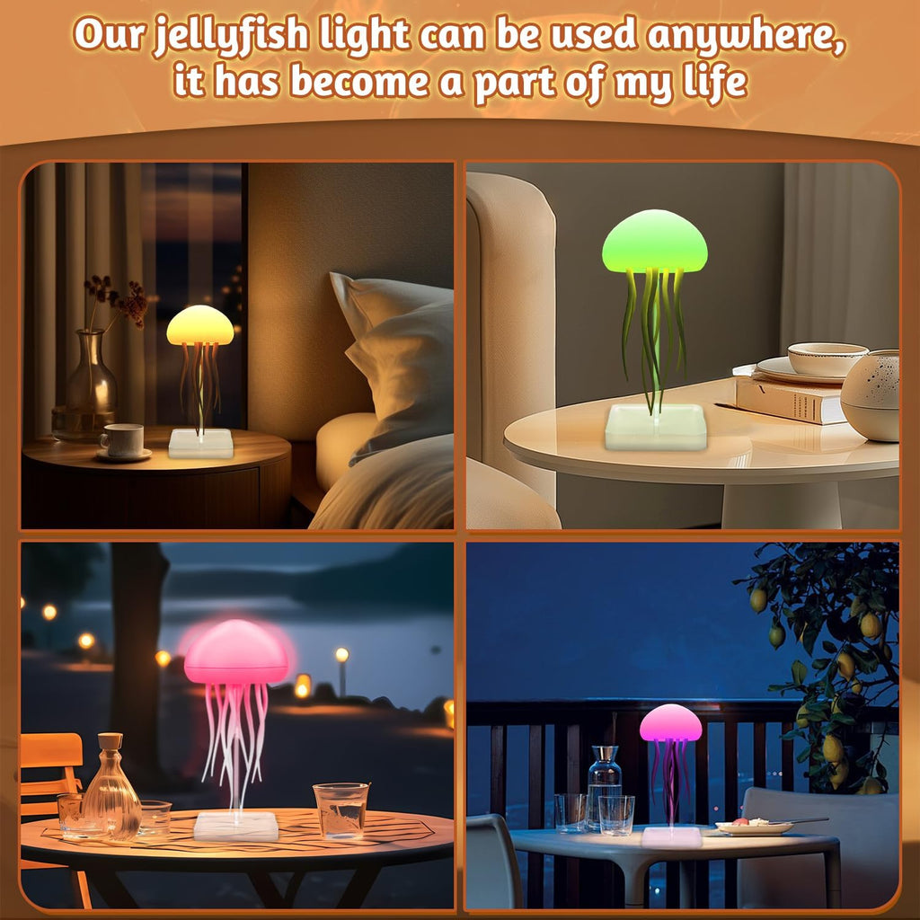 Jellyfish Lamp, LED Fantasy Jellyfish Light, RGB Gradient Voice Control Jelly Fish Mood Lamp with Dancing Tentacles, USB Rechargeable Sensory Lamp with 2 Modes, for Home Office Decor